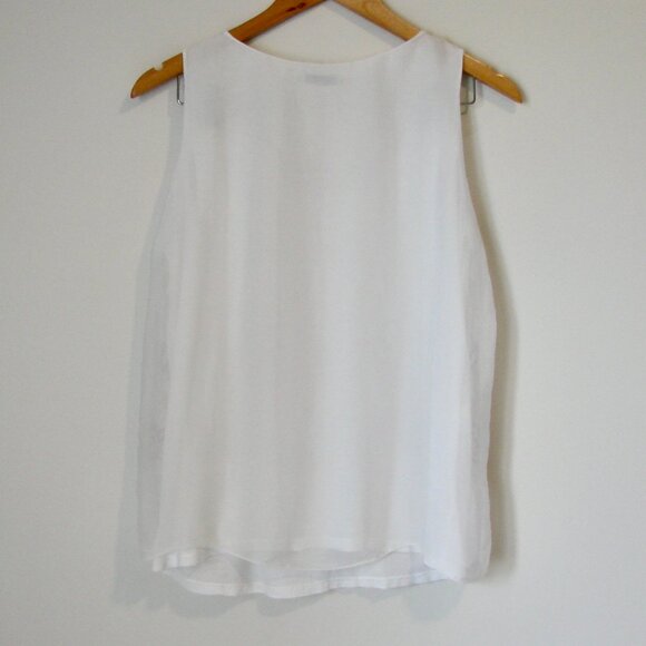 Elena Baldi White Silk Embroidered Tank Top Ruffled Boho Gold Thread Italy Small - Picture 13 of 15